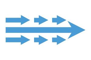 Converging Blue Arrows on White Background Pointing Rightward Direction Concept vector