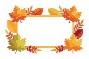 Rectangular made of colorful autumn leaves on white background for design elements vector