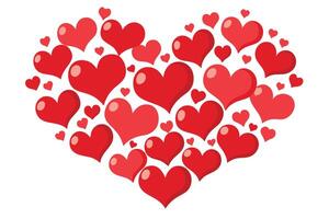 Heart Shape Made of Red Hearts with White Background vector