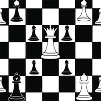 Chessboard Pattern with Black and White Chess Pieces Minimalist Design vector