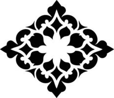 Abstract Black Floral Diamond Shape Ornament Design on White Background vector
