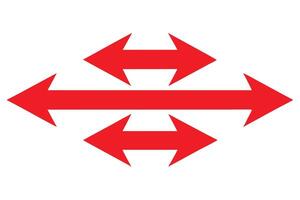 Red Arrow Set Pointing in Opposite Directions on White Background Design vector