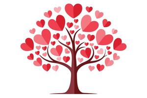 Heart Leaf Tree with Valentines Concept on a White Background vector