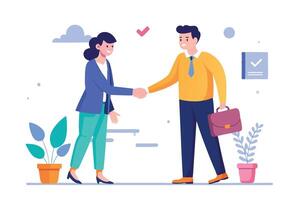 Flat Design of Business People Shaking Hands on White Background vector
