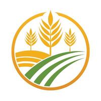 Agriculture Icon with Wheat and Field on White Background vector
