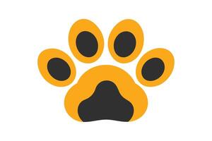 Dog Paw Print Icon, Orange Paw with Black Pads Isolated on White Background vector