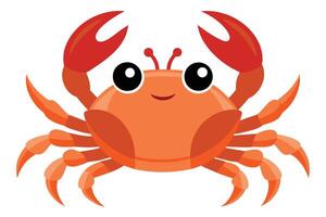 Cheerful Orange Crab Cartoon Character with Large Claws on White Background vector