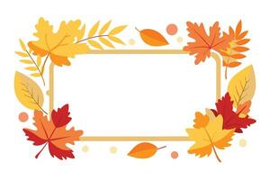 Autumn Leaves , Colorful Fall Foliage Border on White Background Design vector
