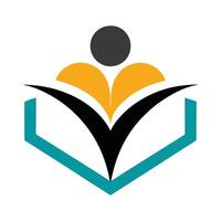 Abstract Figure with Book Style Icon in Teal Blue, Yellow and Black on White vector