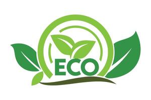 Green ECO Design with Leaves in Circular on White Background, Minimalist Style vector