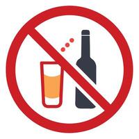 Prohibition Sign With a Bottle and Drink in Red Circle on a White Background vector