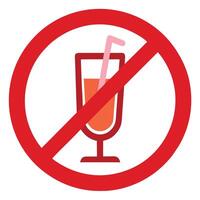 Forbidden Drink Icon with Straw and Red Circle Symbol on White Background vector