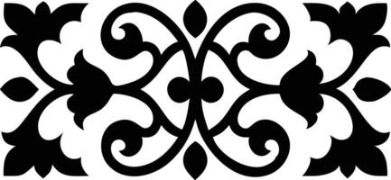 Elegant Black Floral Ornament with Swirls and Leafs on White Background for Design Use vector