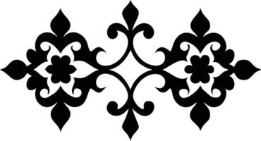 Black Floral Ornament with Swirls on White Background Symmetry Art Design vector