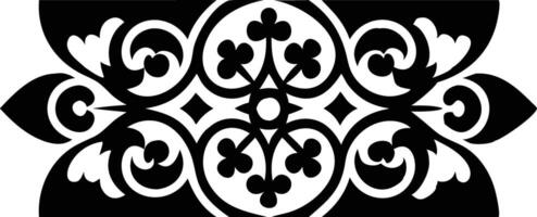 Symmetrical Floral Pattern in Black and White with Decorative Scrollwork Design vector