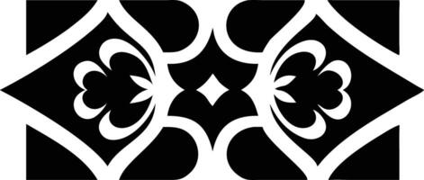 Ornamental Floral Motif in Black with Symmetrical Layout on White Backdrop vector