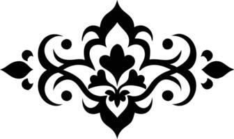 Elegant Black Damask Ornament with Swirls and Flourishes on White Background Decor vector