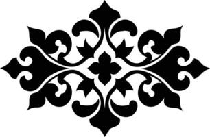 Decorative Black Floral Element Isolated On White, Abstract Ornament Design vector