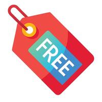 Red Price Tag with Free Text on Blue, Simple , Promotion Element on White vector