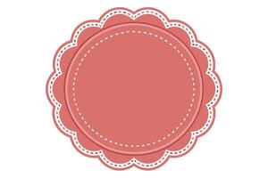 Decorative Coral Scalloped Circle Border with White Trim on White Background vector