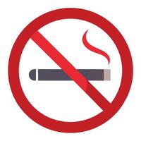 No Smoking Flat Design Red Circle Smoking Silhouette on White Background Symbol vector