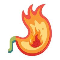 Vibrant Stomach with Flames Isolated on White Background vector