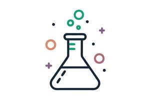 Chemical Erlenmeyer Flask with Green Bubbles Colorful Flat Design on White vector