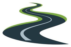 Winding Road Curve with Green Edges on White Background Stock vector