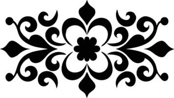 Elegant Black Floral Ornament With Decorative Swirls on White Background vector