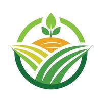 Agriculture Field Landscape with Green Leaves and Yellow Soil on White vector