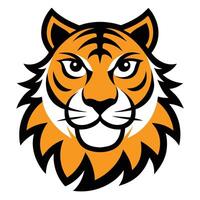 Tiger Head Cartoon Style on a White Background. Animal face vector