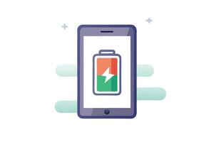 Modern Phone with Charging Battery on White Background vector