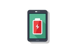 Smartphone with Battery Icon on Screen against White Background in Flat Design vector