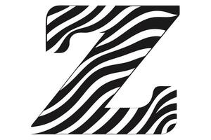 Capital Z Letter Design, Zebra Pattern, Striped Texture, Isolated on White Background vector