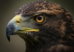 Close Up Portrait of Powerful Golden Eagle with Sharp Beak and Eye photo