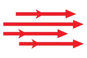 Red Arrows Pointing Right, Horizontal Directional Symbols with White Background vector