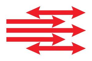 Red Arrows Pointing Right And Left On White Background vector