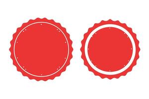 Two Red Decorative Label Graphics on White Background, Round, Scalloped vector
