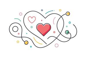 Abstract Hearts Design with Colorful Geometric Shapes on a White Background vector
