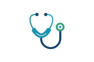 Flat Design Style Stethoscope Icon With Green Accents on White Background vector
