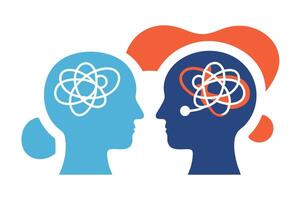 Minds Head to Head with Confused Thoughts, Communication Concept vector
