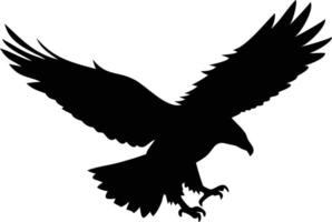 Black Eagle Silhouette with Open Wings, Ready to Pounce on White Background vector