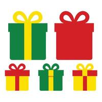 Simple Gift Boxes with Ribbons in Green, Red, and Yellow Isolated on White Background vector