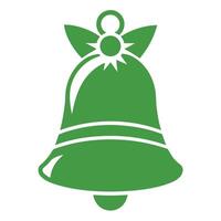 Isolated Green Jingle Bell with Bow and Decoration on White Background Icon vector