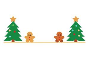 Christmas trees with star and gingerbread man on a shelf, white background vector