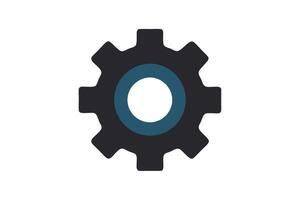 Gear with Blue Circle on a White Background, Machine Part Icon vector
