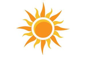 Decorative Sun Design with Rays in Orange and Yellow Isolated on White vector