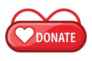 Red Donate Button with Heart Icon and White Text on Isolated White Background vector