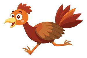 Cheerful Cartoon Rooster Running with Happy Expression on White Background vector