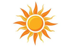 Decorative Sun Icon with Stylized Rays and a White Background vector